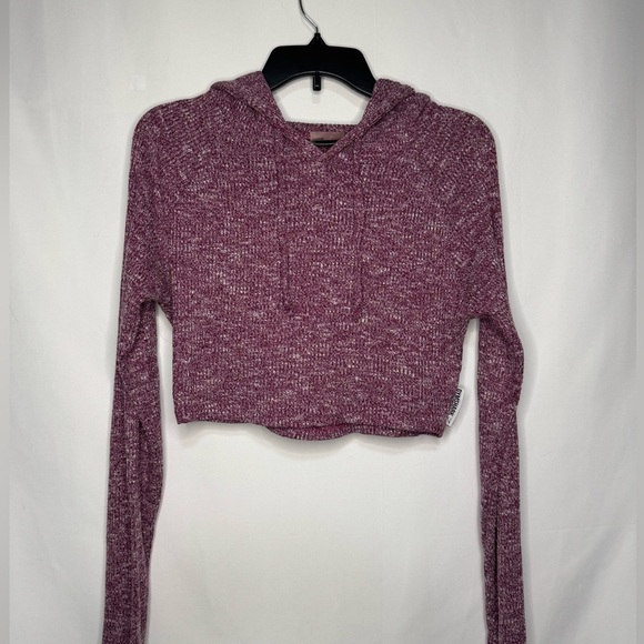 Gymshark Burgandy Cropped Long Sleeve Hoodie - Size M - Picture 1 of 7